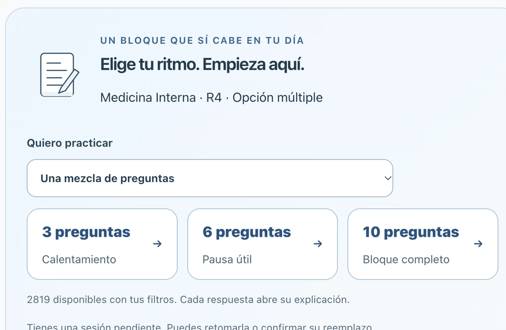 Selector real de bloques de preguntas por perfil