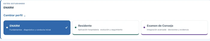 Selector ENARM de la aplicación actual